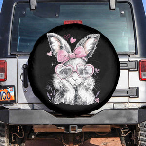 Cute Easter Bunny with Heart Glasses Pink Bow Spare Tire Cover Adorable Rabbit Love Aesthetic Gift TS02 No hole Black Print Your Wear