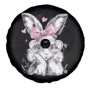 Cute Easter Bunny with Heart Glasses Pink Bow Spare Tire Cover Adorable Rabbit Love Aesthetic Gift TS02 Print Your Wear