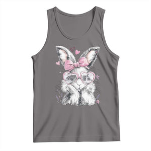 Cute Easter Bunny with Heart Glasses Pink Bow Tank Top Adorable Rabbit Love Aesthetic Gift TS02 Deep Heather Print Your Wear