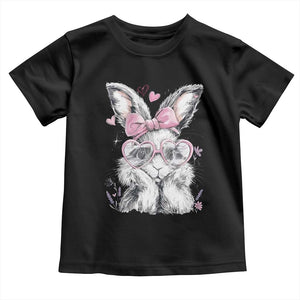 Cute Easter Bunny with Heart Glasses Pink Bow Toddler T Shirt Adorable Rabbit Love Aesthetic Gift TS02 Black Print Your Wear