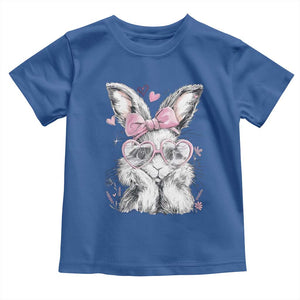 Cute Easter Bunny with Heart Glasses Pink Bow Toddler T Shirt Adorable Rabbit Love Aesthetic Gift TS02 Royal Blue Print Your Wear