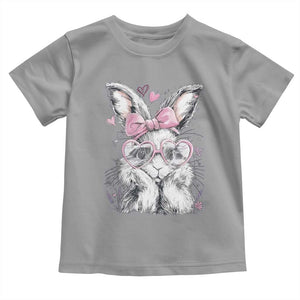 Cute Easter Bunny with Heart Glasses Pink Bow Toddler T Shirt Adorable Rabbit Love Aesthetic Gift TS02 Sport Gray Print Your Wear
