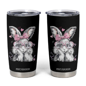 Cute Easter Bunny with Heart Glasses Pink Bow Tumbler Cup Adorable Rabbit Love Aesthetic Gift TS02 Black Print Your Wear