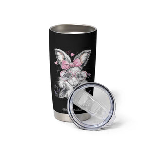 Cute Easter Bunny with Heart Glasses Pink Bow Tumbler Cup Adorable Rabbit Love Aesthetic Gift TS02 Print Your Wear
