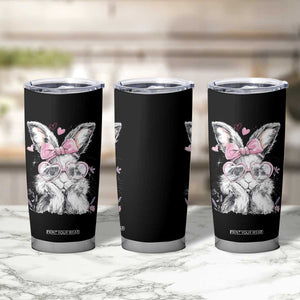 Cute Easter Bunny with Heart Glasses Pink Bow Tumbler Cup Adorable Rabbit Love Aesthetic Gift TS02 Print Your Wear