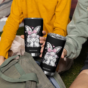 Cute Easter Bunny with Heart Glasses Pink Bow Tumbler Cup Adorable Rabbit Love Aesthetic Gift TS02 Print Your Wear