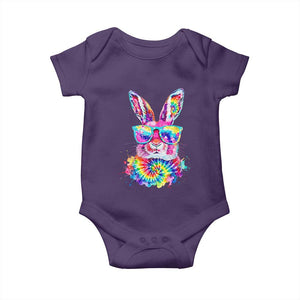Colorful Tie Dye Bunny with Sunglasses Baby Onesie Cool Easter Rabbit Retro Hippie Vibe Graphic Gift TS02 Purple Print Your Wear