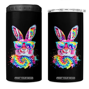 Colorful Tie Dye Bunny with Sunglasses 4 in 1 Can Cooler Tumbler Cool Easter Rabbit Retro Hippie Vibe Graphic Gift TS02 One Size: 16 oz Black Print Your Wear