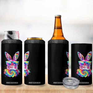 Colorful Tie Dye Bunny with Sunglasses 4 in 1 Can Cooler Tumbler Cool Easter Rabbit Retro Hippie Vibe Graphic Gift TS02 Print Your Wear
