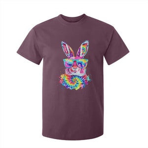 Colorful Tie Dye Bunny with Sunglasses T Shirt For Kid Cool Easter Rabbit Retro Hippie Vibe Graphic Gift TS02 Maroon Print Your Wear