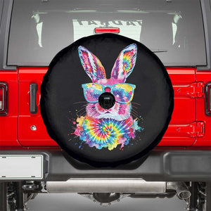 Colorful Tie Dye Bunny with Sunglasses Spare Tire Cover Cool Easter Rabbit Retro Hippie Vibe Graphic Gift TS02 Black Print Your Wear