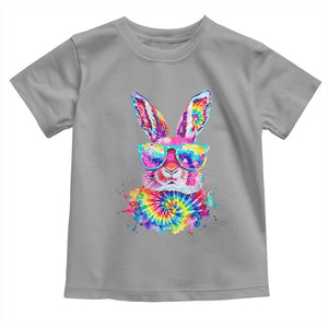 Colorful Tie Dye Bunny with Sunglasses Toddler T Shirt Cool Easter Rabbit Retro Hippie Vibe Graphic Gift TS02 Sport Gray Print Your Wear