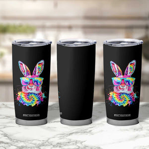 Colorful Tie Dye Bunny with Sunglasses Tumbler Cup Cool Easter Rabbit Retro Hippie Vibe Graphic Gift TS02 Print Your Wear