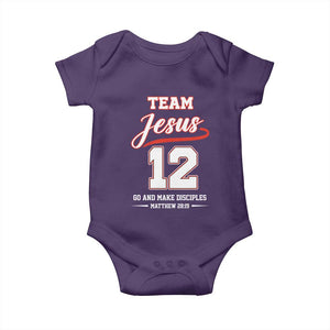 Team Jesus 12 Christian Sports Style Baby Onesie Go And Make Disciples Matthew 28:19 Faith Athletic Inspired Gift TS02 Purple Print Your Wear