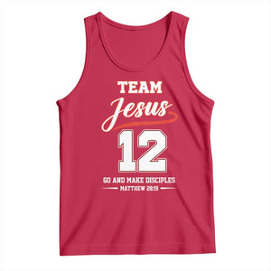 Team Jesus 12 Christian Sports Style Tank Top Go And Make Disciples Matthew 28:19 Faith Athletic Inspired Gift TS02 Red Print Your Wear