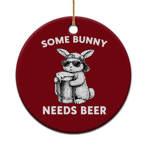 Some Bunny Needs Beer Funny Easter Drinking Humor Ceramic Ornament Cool Rabbit with Sunglasses Graphic Gift TS02 1pc Red Print Your Wear
