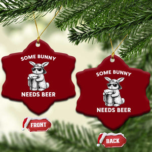 Some Bunny Needs Beer Funny Easter Drinking Humor Ceramic Ornament Cool Rabbit with Sunglasses Graphic Gift TS02 Print Your Wear