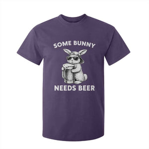 Some Bunny Needs Beer Funny Easter Drinking Humor T Shirt For Kid Cool Rabbit with Sunglasses Graphic Gift TS02 Purple Print Your Wear