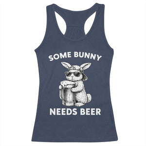 Some Bunny Needs Beer Funny Easter Drinking Humor Racerback Tank Top Cool Rabbit with Sunglasses Graphic Gift TS02 Navy Print Your Wear