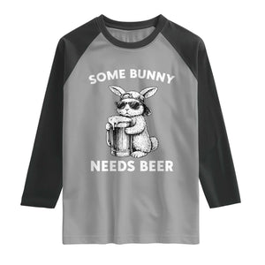 Some Bunny Needs Beer Funny Easter Drinking Humor Raglan Shirt Cool Rabbit with Sunglasses Graphic Gift TS02 Sport Gray Black Print Your Wear