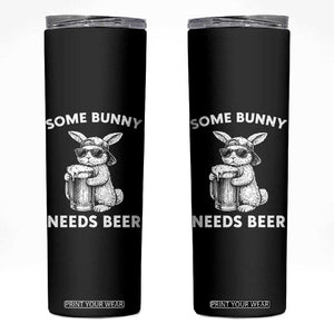 Some Bunny Needs Beer Funny Easter Drinking Humor Skinny Tumbler Cool Rabbit with Sunglasses Graphic Gift TS02 Black Print Your Wear