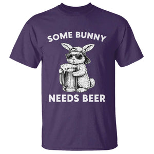 Some Bunny Needs Beer Funny Easter Drinking Humor T Shirt Cool Rabbit with Sunglasses Graphic Gift TS02 Purple Print Your Wear