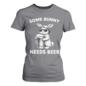 Some Bunny Needs Beer Funny Easter Drinking Humor T Shirt For Women Cool Rabbit with Sunglasses Graphic Gift TS02 Charcoal Print Your Wear