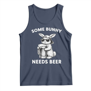 Some Bunny Needs Beer Funny Easter Drinking Humor Tank Top Cool Rabbit with Sunglasses Graphic Gift TS02 Navy Print Your Wear