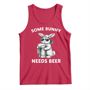 Some Bunny Needs Beer Funny Easter Drinking Humor Tank Top Cool Rabbit with Sunglasses Graphic Gift TS02 Red Print Your Wear