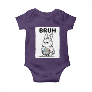 Bruh Angry Easter Bunny with Eggs Basket Baby Onesie Funny Rabbit Meme Humor Graphic Gift TS02 Purple Print Your Wear