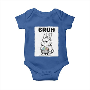 Bruh Angry Easter Bunny with Eggs Basket Baby Onesie Funny Rabbit Meme Humor Graphic Gift TS02 Royal Blue Print Your Wear