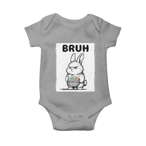 Bruh Angry Easter Bunny with Eggs Basket Baby Onesie Funny Rabbit Meme Humor Graphic Gift TS02 Sport Gray Print Your Wear