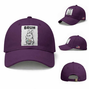 Bruh Angry Easter Bunny with Eggs Basket Baseball Cap Funny Rabbit Meme Humor Graphic Gift TS02 Baseball Cap Universal Fit Purple Print Your Wear
