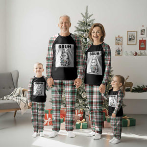Bruh Angry Easter Bunny with Eggs Basket Plaid Pajama Set Funny Rabbit Meme Humor Graphic Gift TS02 Christmas Plaid Print Your Wear