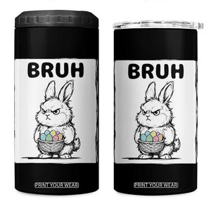 Bruh Angry Easter Bunny with Eggs Basket 4 in 1 Can Cooler Tumbler Funny Rabbit Meme Humor Graphic Gift TS02 One Size: 16 oz Black Print Your Wear