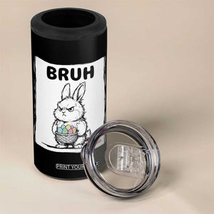 Bruh Angry Easter Bunny with Eggs Basket 4 in 1 Can Cooler Tumbler Funny Rabbit Meme Humor Graphic Gift TS02 Print Your Wear