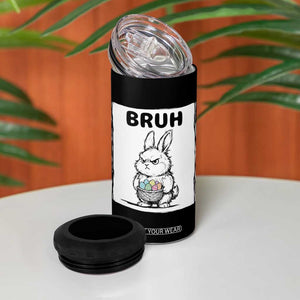 Bruh Angry Easter Bunny with Eggs Basket 4 in 1 Can Cooler Tumbler Funny Rabbit Meme Humor Graphic Gift TS02 Print Your Wear