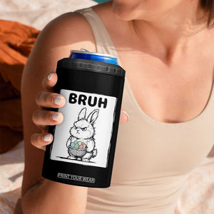 Bruh Angry Easter Bunny with Eggs Basket 4 in 1 Can Cooler Tumbler Funny Rabbit Meme Humor Graphic Gift TS02 Print Your Wear
