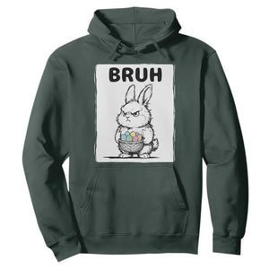 Bruh Angry Easter Bunny with Eggs Basket Hoodie Funny Rabbit Meme Humor Graphic Gift TS02 Dark Forest Green Print Your Wear