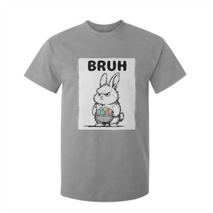 Bruh Angry Easter Bunny with Eggs Basket T Shirt For Kid Funny Rabbit Meme Humor Graphic Gift TS02 Sport Gray Print Your Wear