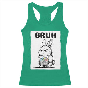 Bruh Angry Easter Bunny with Eggs Basket Racerback Tank Top Funny Rabbit Meme Humor Graphic Gift TS02 Irish Green Print Your Wear
