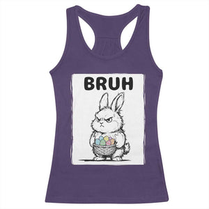 Bruh Angry Easter Bunny with Eggs Basket Racerback Tank Top Funny Rabbit Meme Humor Graphic Gift TS02 Purple Print Your Wear