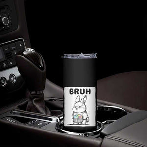 Bruh Angry Easter Bunny with Eggs Basket Skinny Tumbler Funny Rabbit Meme Humor Graphic Gift TS02 Print Your Wear
