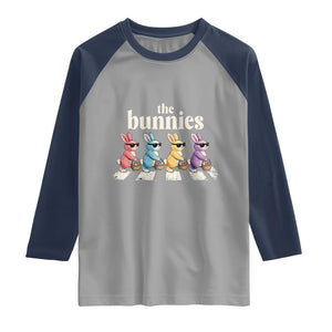 The Bunnies Parody Crossing Rabbits Graphic Raglan Shirt Funny Easter Pop Culture Style Cute Bunny Gift TS02 Sport Gray Navy Print Your Wear