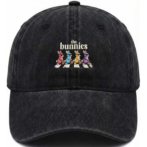 The Bunnies Parody Crossing Rabbits Graphic Washed Cotton Baseball Cap Funny Easter Pop Culture Style Cute Bunny Gift TS02 Print Your Wear