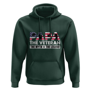 Patriotic Papa Hoodie The Veteran The Myth The Legend Dad Father's Day TS02 Dark Forest Green Print Your Wear