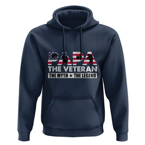 Patriotic Papa Hoodie The Veteran The Myth The Legend Dad Father's Day TS02 Navy Print Your Wear