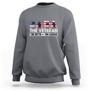 Patriotic Papa Sweatshirt The Veteran The Myth The Legend Dad Father's Day TS02 Charcoal Print Your Wear