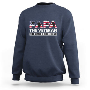 Patriotic Papa Sweatshirt The Veteran The Myth The Legend Dad Father's Day TS02 Navy Print Your Wear