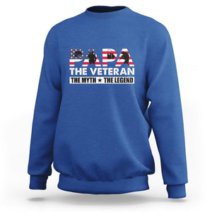 Patriotic Papa Sweatshirt The Veteran The Myth The Legend Dad Father's Day TS02 Royal Blue Print Your Wear